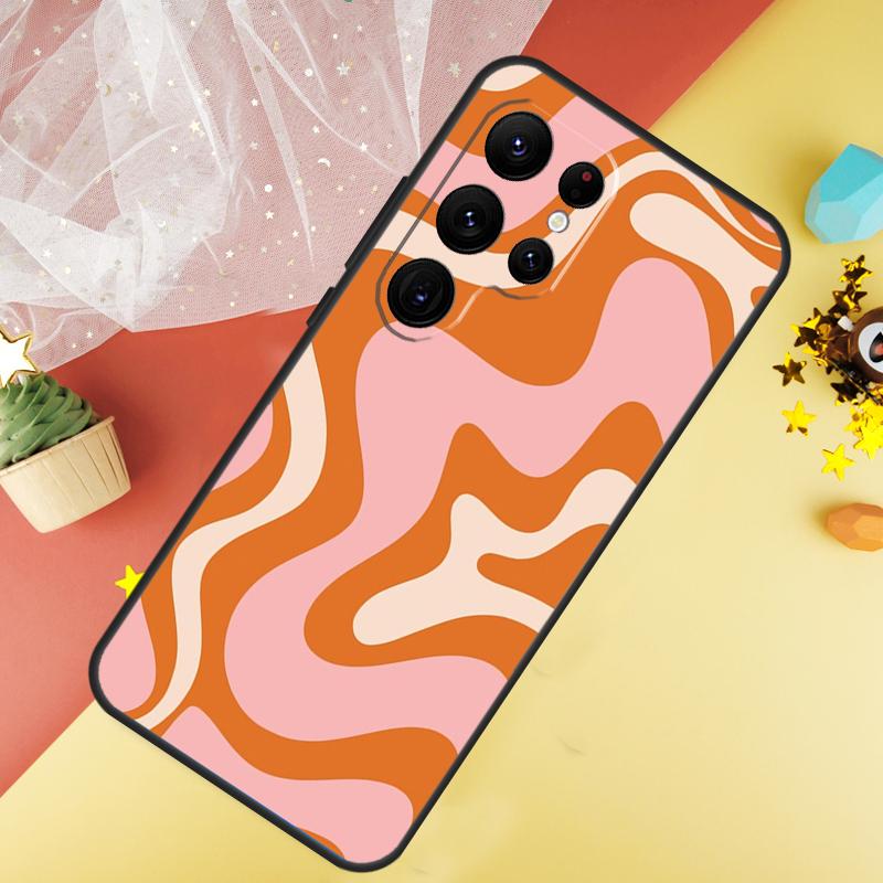 

Liquid Swirl Abstract Orange Pink Case For Samsung Galaxy S24 Ultra S22 S20 S21 FE S8 S9 S10 Note 20 10 Plus S23 Ultra Cover Galaxy S21