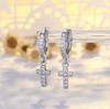 Qiaolanxuan Silver-Plated European and American Cross Earrings for Women, Simple and Elegant, Fully Encrusted with Zirconia, Hoop Earrings, Sales