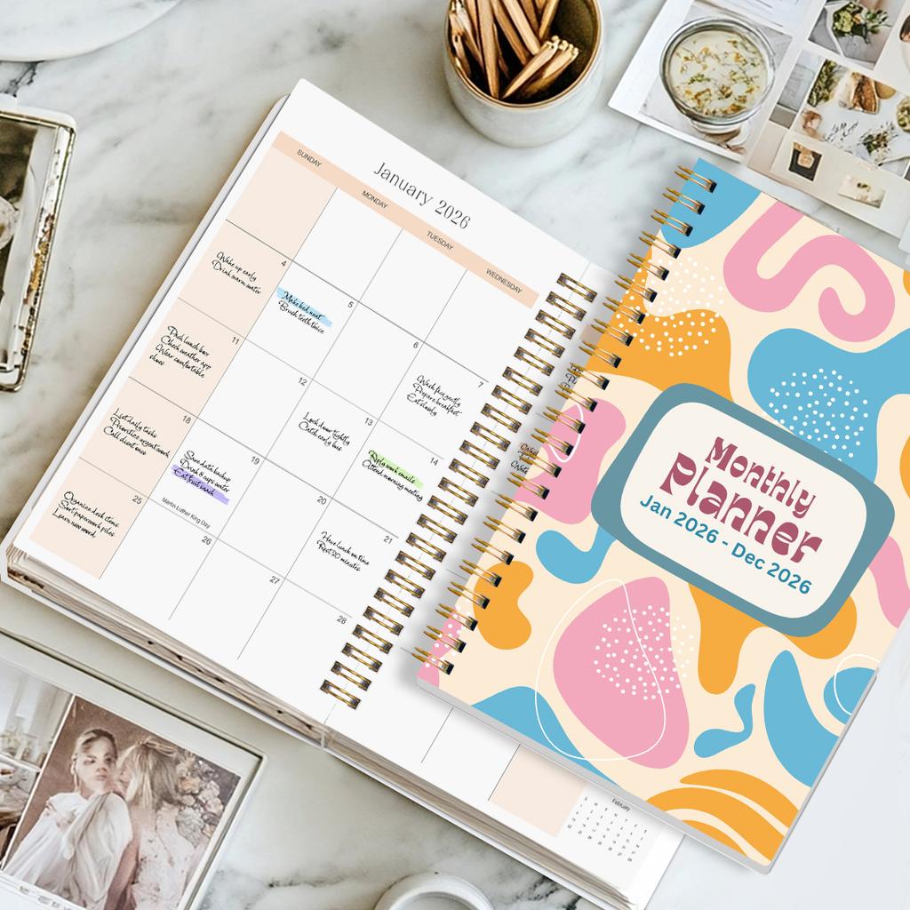 2026 A5 Monthly Planner,Modern Cover,Academic Agenda with Notes&To Do List,Perfect for Productivity,Time Managemen,Great Gift