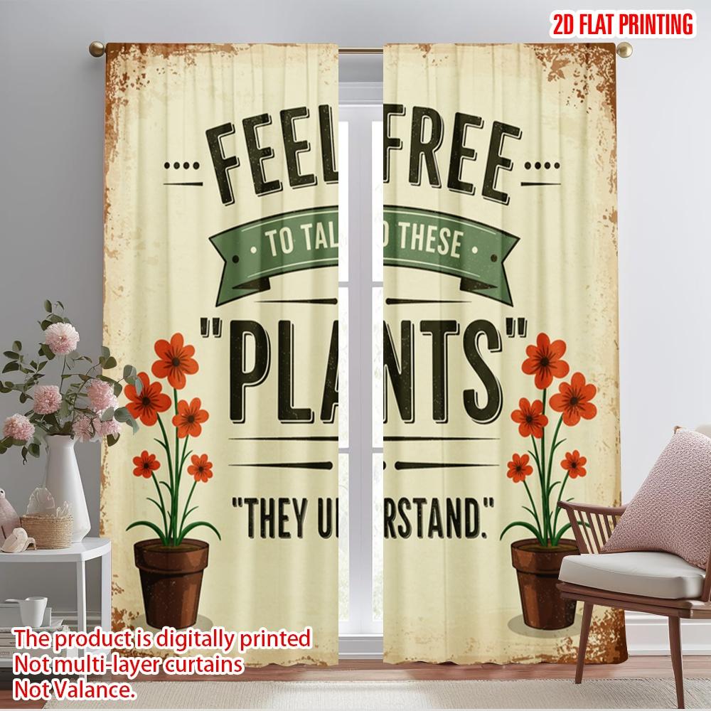 

2pcs 2D flat printing Party Window Curtains Feel Free Talk Plants Polyester Without Electricity Family Party Perfect for Door 52.50×116.00 CM 2pcs