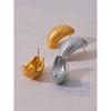 Yhpup Fashion Stainless Steel Geometric Croissant Stripe Earrings Waterproof Gold Silver Color Metal Texture Daily Jewelry New