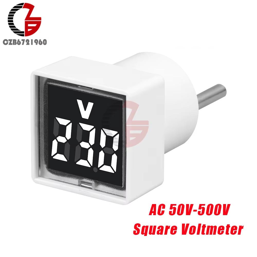LED Digital Voltmeter Voltage Meter Tester Monitor Car Motorcycle Volt Tester EU Plug Voltmeter Voltage Measurement AC 50-500V