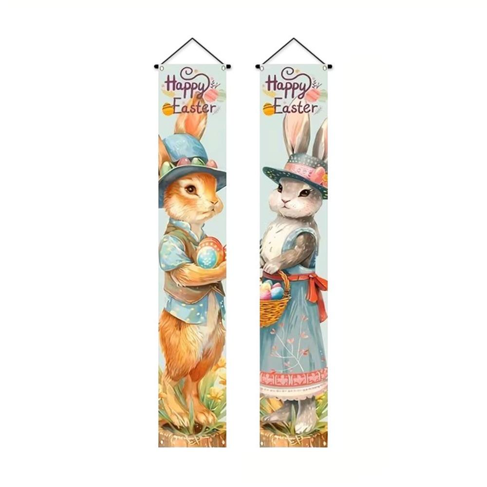 Polyester Happy Easter Couplet Vibrant Easter Door Decoration Easter Door Banners  Festive Home