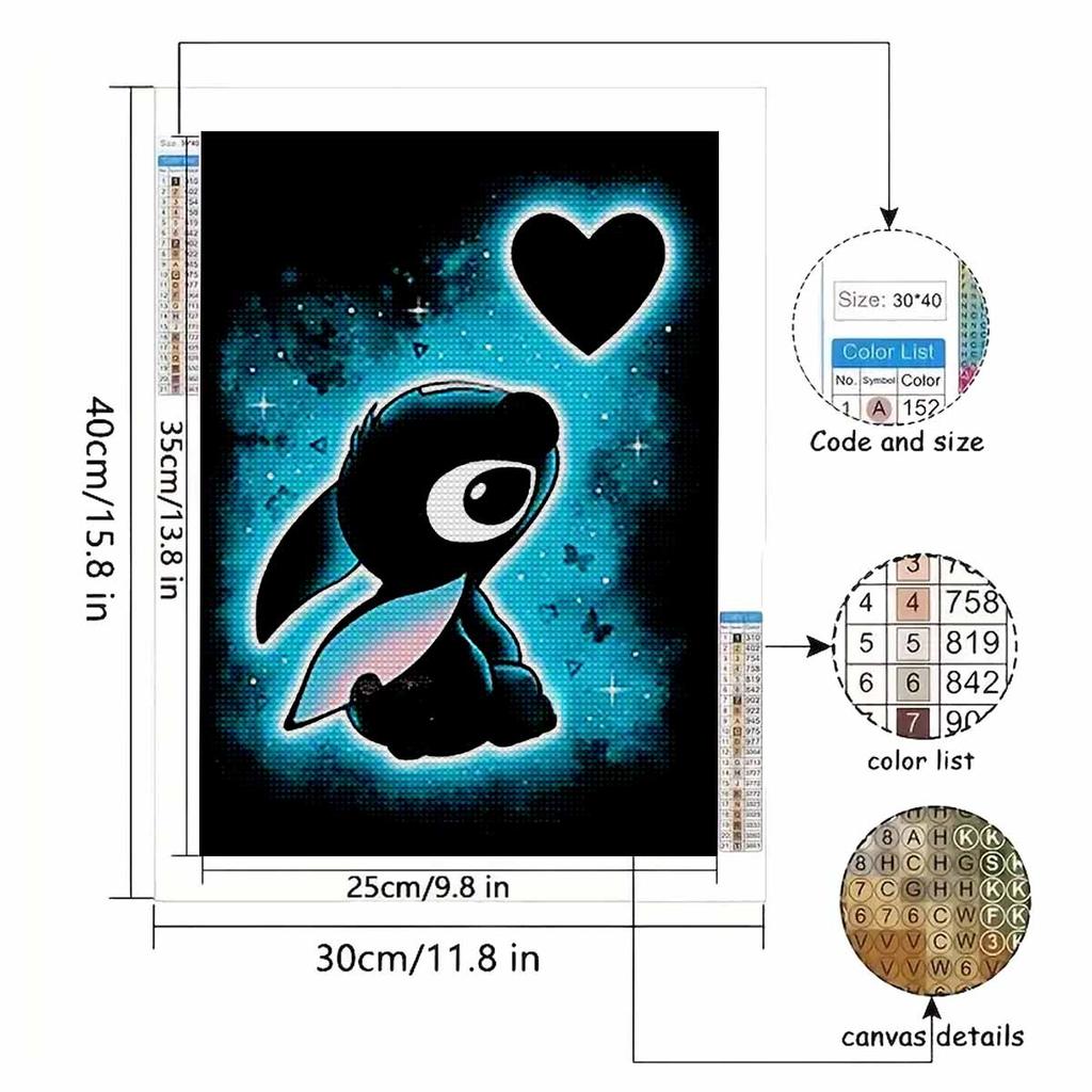 Full Round Diamond Painting Lovely Stitch Art Rhinestone Picture Mosaic DIY 5D Cross Stitch Embroidery Home Decoration