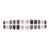 Sweet Spicy Girl Press-On Nails: Black & Pink Heart Patchwork
