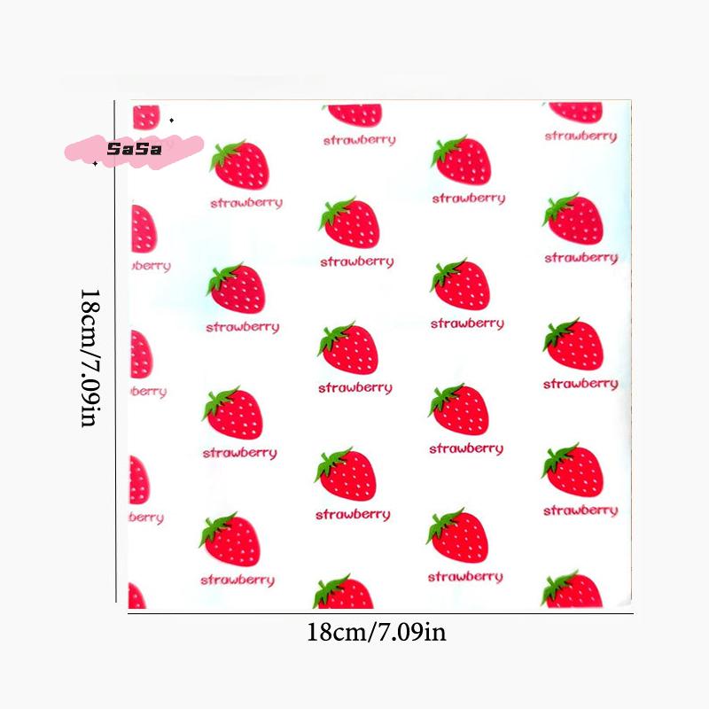 50Pcs Food-Grade Baking Wax Paper Strawberry Floral Pattern Non-Stick Squares for Cake Burger Chips Wrapping