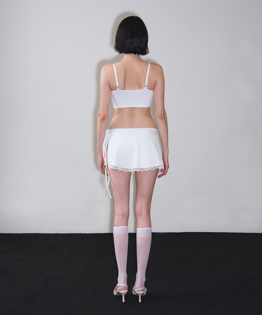 VINAJ Lace Line Micro Short Skirt Cover-Up (White)
