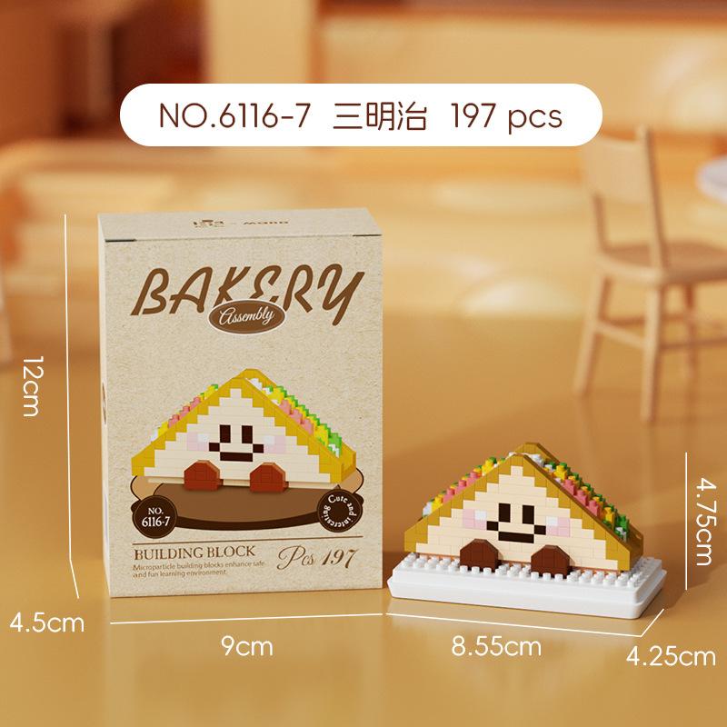 Compatible Building Blocks Bread Head Series Baguette Sandwich Swiss Roll Realistic Food Assembly Toy Figurine