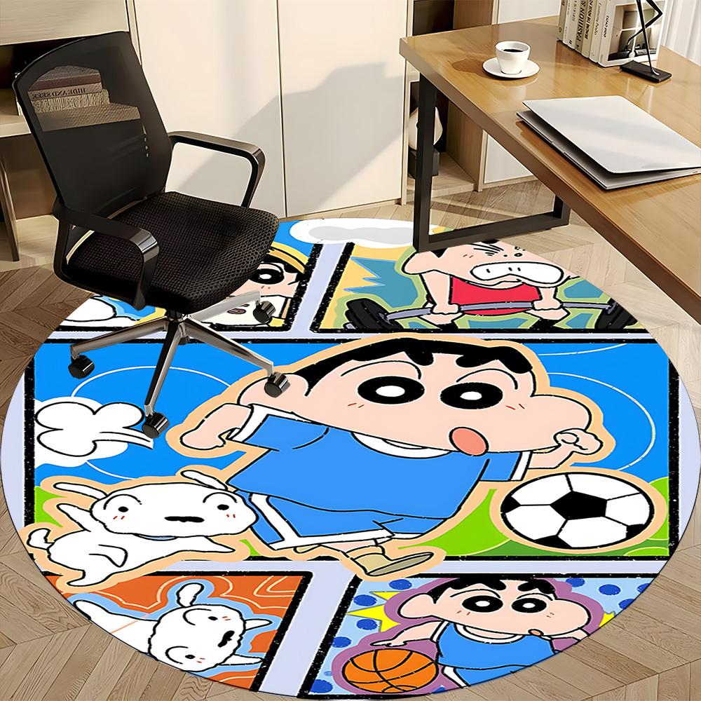 1PC Crayon Shin-chan Office Round Area Rug, Indoor Mat Suitable For Office, Under Office Chairs Bedroom Living Room Home Decor DT1212076