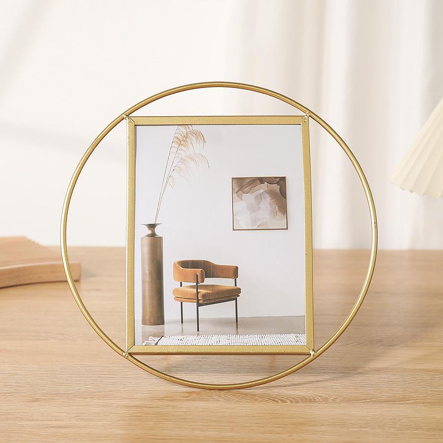 

6/7/8inch Black/Gold Photo Frames For Gallery Wall Metal Round Desk Picture Frame for Photos,Posters & Art Prints,Vertical 6inch золотой