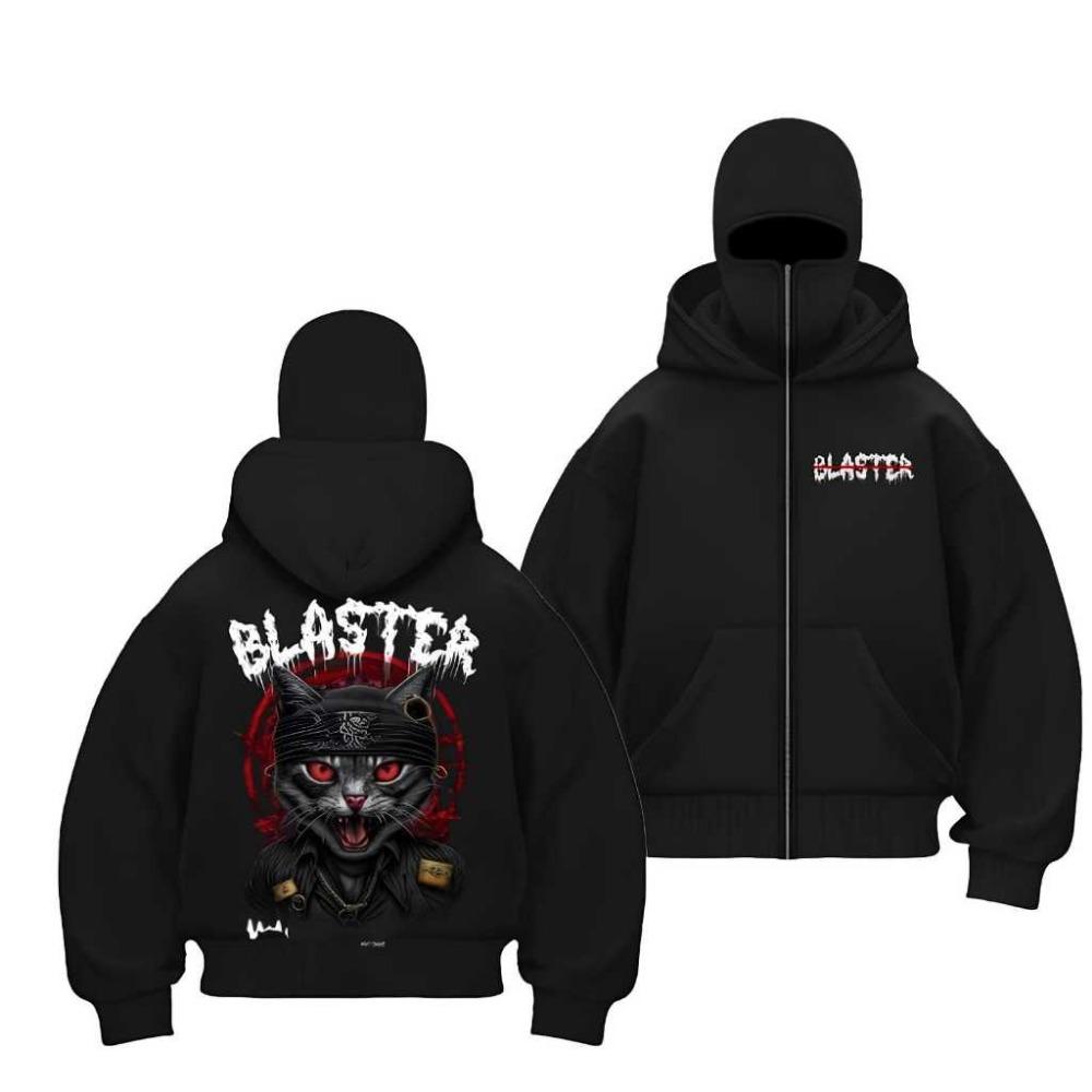 Men Zip-Up Hoodie Zipper Balaclava BLASTER / Jaket Boxy BLASTER Hitam Anak Dan Dewasa Terbaru Dan Terlaris