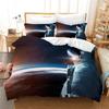 3D Astronaut Bettbezug Set Galaxie Stern Bettwäsche Set Polyester Bettdeckenbezug Mädchen Kinder Schlafzimmer Dekor King Size mit Kissenbezug