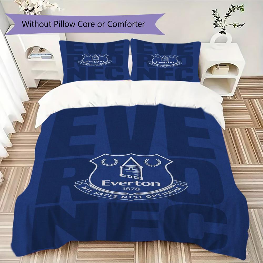 Set Copripiumino Trapuntato con Fantasia Everton FC Federa Decorazione per la Casa Regalo di Compleanno (1 * copripiumino + 2 * federe senza imbottitura)40