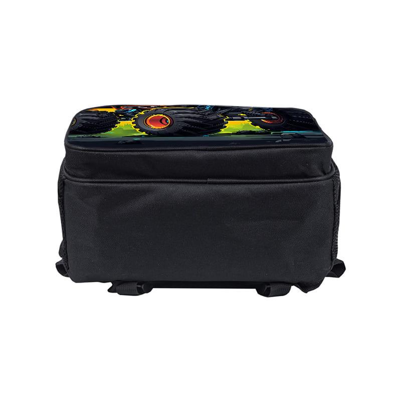 Truck Pattern Round Front Pocket Backpacks for Boy and Girls Best Gifts 2D Flat Cartoon School Backpack for Children Bag