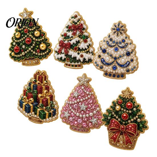 Holiday Refrigerator Magnets 6Pcs DIY Faux Pearl Painting Fridge Magnet, Santa Snowman Stocking Tree Office Decorative Gingerbread Snowflake Handmade