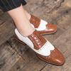 Męskie Retro Brytyjskie Skórzane Buty Brogsy - Blok Kolorystyczny Casualowe Buty Eleganckie na Wesela i Sesje Fotograficzne, Dostępne w Dużych Rozmiarach