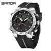 SANDA Men's Fashion Sports Dual Display Electronic Watch – Multifunction Timer, Alarm, Luminous, Waterproof.