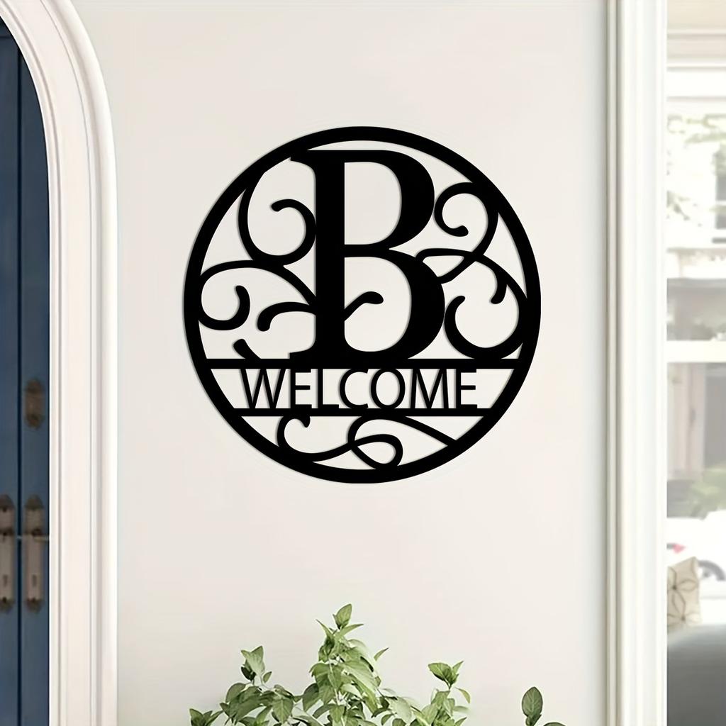 1pc Metal Letter Sign, Surname Family Name Plate for Outdoor Wall, Housewarming Halloween Christmas New Year Gift