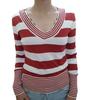Women's Striped Sweetheart Neck Bodycon Sweater with Flare Sleeves - 2022