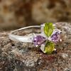 Amethyst And Peridot Gemstone Ring 925 Sterling Silver Solid Stone Fashion Rings for Women's Gift Idea Gemstone Jewelry 5.6 Gms Approx