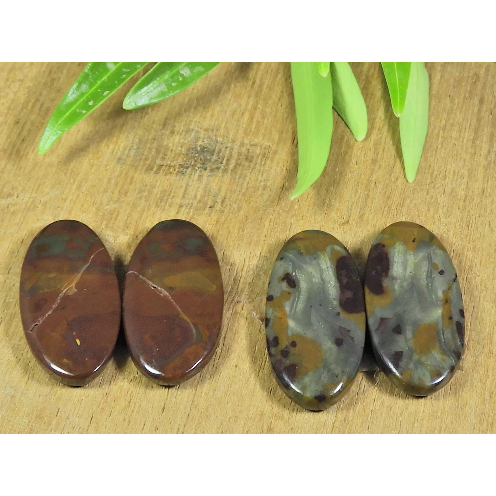 

61Cts. Natural Bloodstone Jasper Matched Pair Oval Gemstone 2Pair Lot B-172