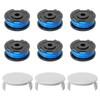 6 PCS Lawn Mower Trimmer Coils with 3-Coil Caps 14443120 for Karcher LTR 18-30
