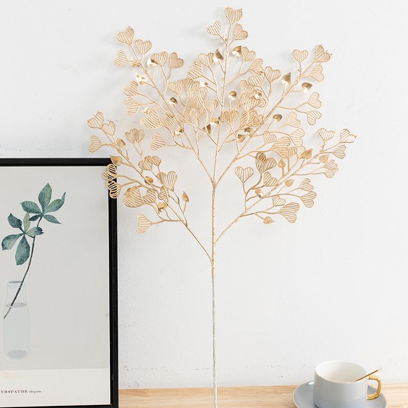 Buquê de Flores Artificiais Douradas Ornamento de Planta Falsa para Decoração de Casa, Quarto, Decoração de Natal, Ano Novo, Presentes, Acessórios