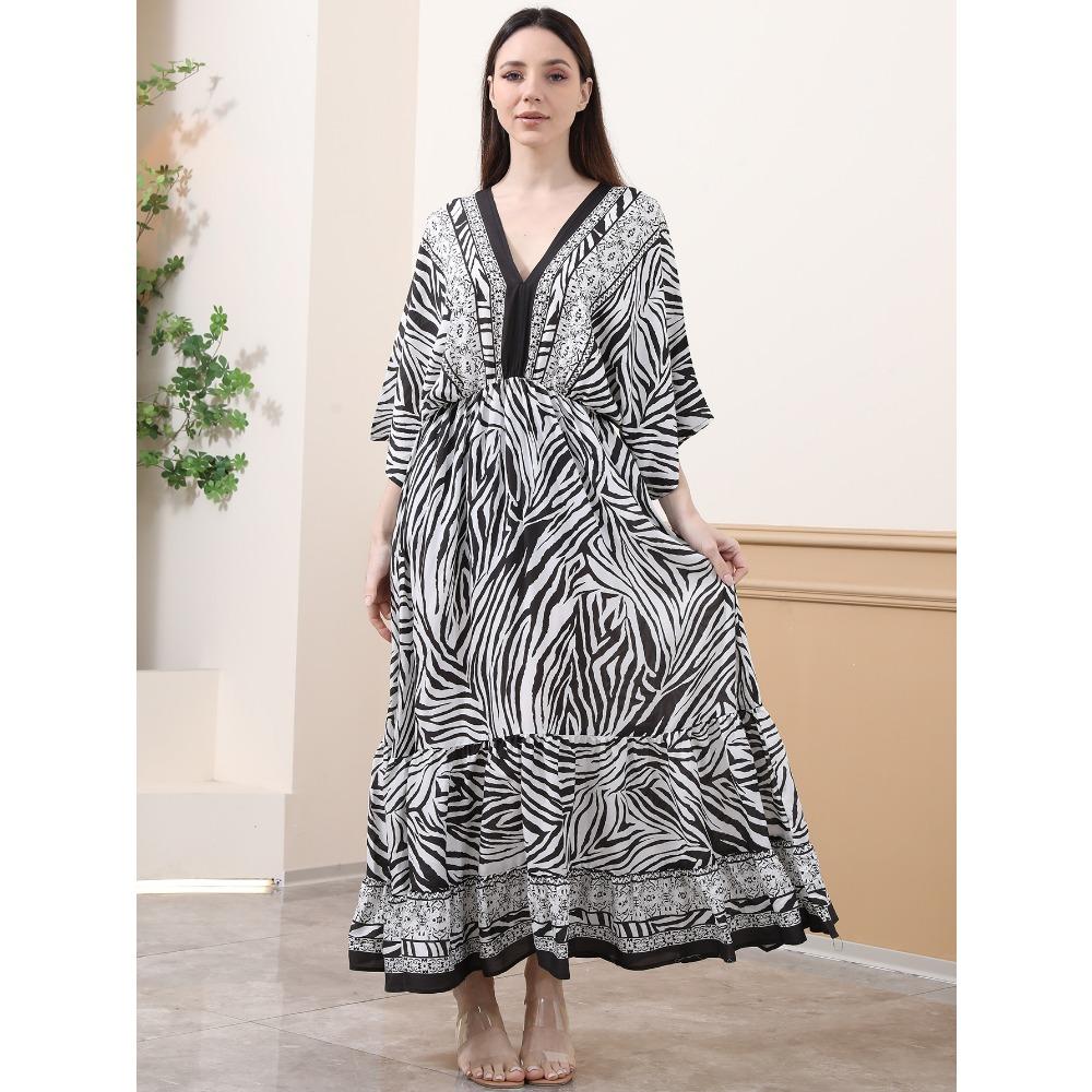 Printed Dress Loose A Pendulum Dress Beach Blouse Holiday Dress
