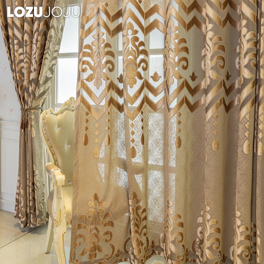 1PC LOZUJOJU 40-70% Blackout European Hollow Jacquard Comfortable Curtains for Living Room Bedroom Home Decor