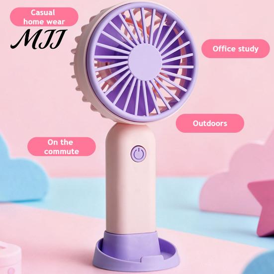 Compact Travel Fan Portable Handheld Mini Fan, 3 Speed USB Rechargeable Personal with Essential Detachable Stand, Quiet Cooling for Office,
