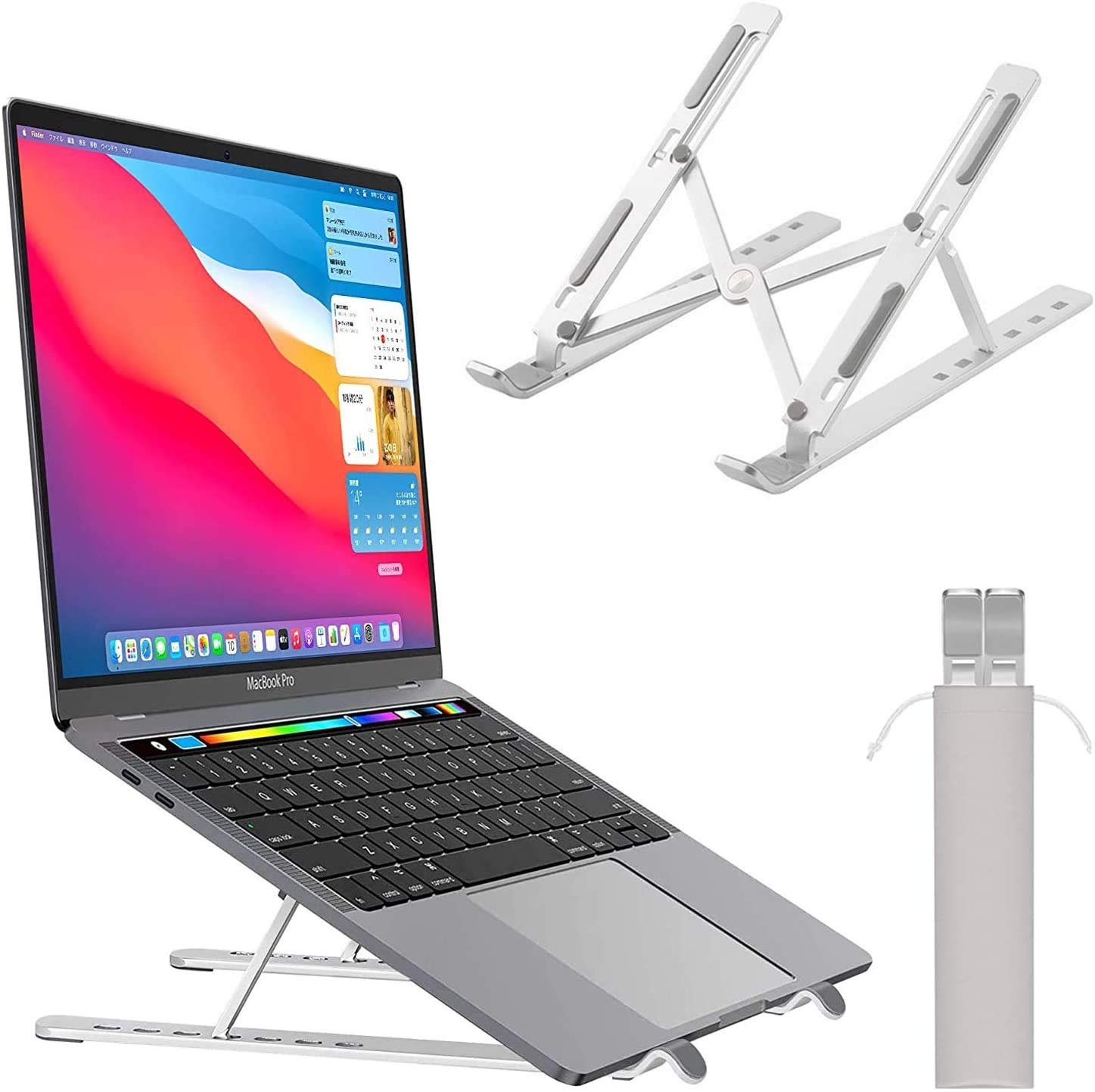

Складная подставка для ноутбука из алюминиевого сплава, легкая и регулируемая по высоте, совместима с планшетами и ноутбуками до, включает гарантийную подставку для хранения, серебряный
