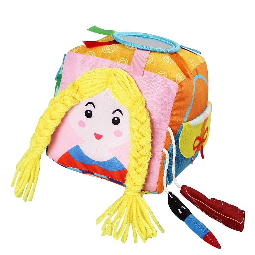 Výuková hračka pro děti Cubic Activity se zipy, západkami, přezkami, tkaničkami, patentkami, knoflíky a dalšími – ideální pro batolata doma, v letadle, v autech nebo na cestách