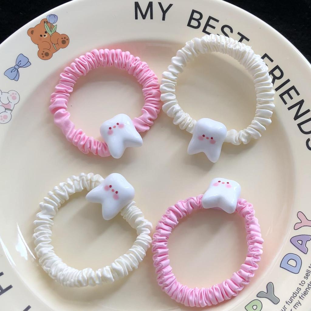 Entzückendes Blush Zähne Darm Scrunchie Haarspange - Lustiges Cartoon Haaraccessoire für Schüler