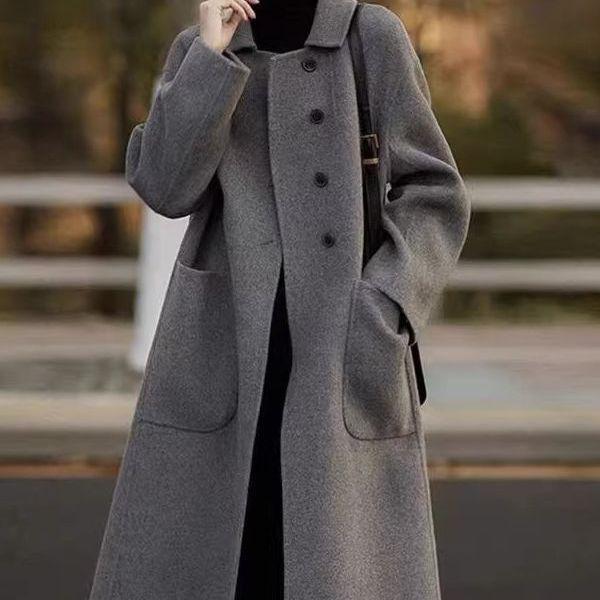 Double-sided wool coat medium and long H version Tibetan meat thin thickened warm double-sided wool coat women
