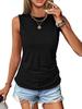 2026 Women's Sleeveless Pleated Round Neck Solid Color Casual Summer Pullover Vest