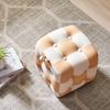 Checkerboard Hallway Ottoman Living Room and Children's Stool with High Elastic Sponge Step Velvet Fabric Pouffe with Storage