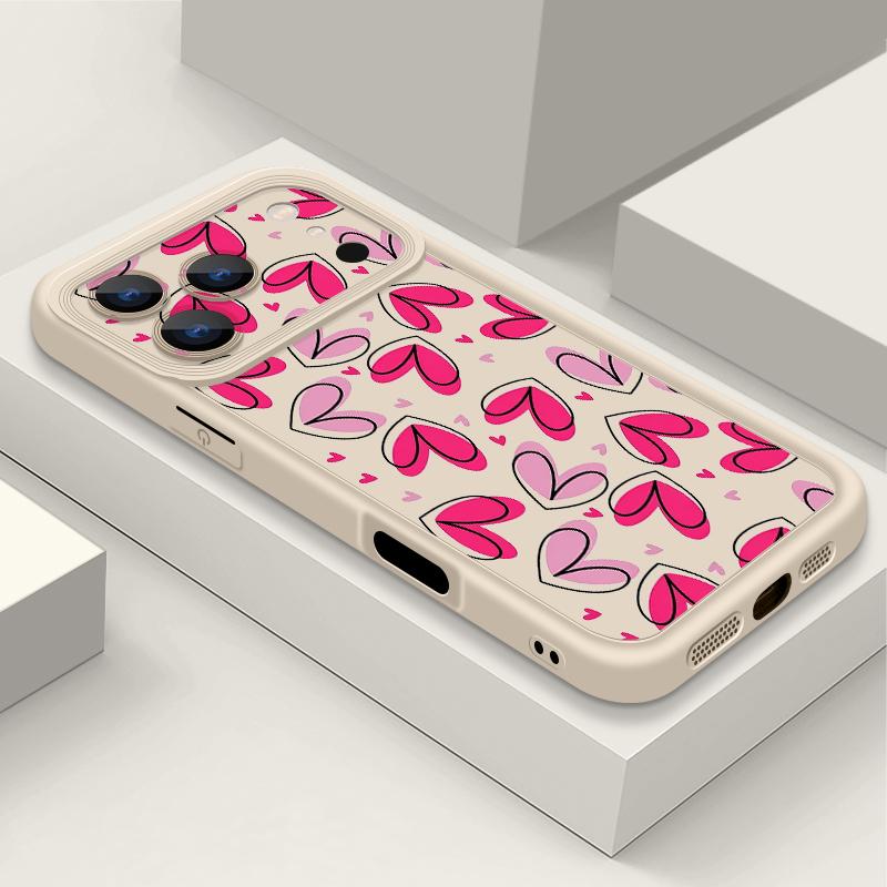 For iPhone 17 Pro Max Case Hand drawn heart-shaped pattern Shockproof Bumper Soft Silicone Cover For iPhone 16 15 14 13 Pro 12 11 16E Air