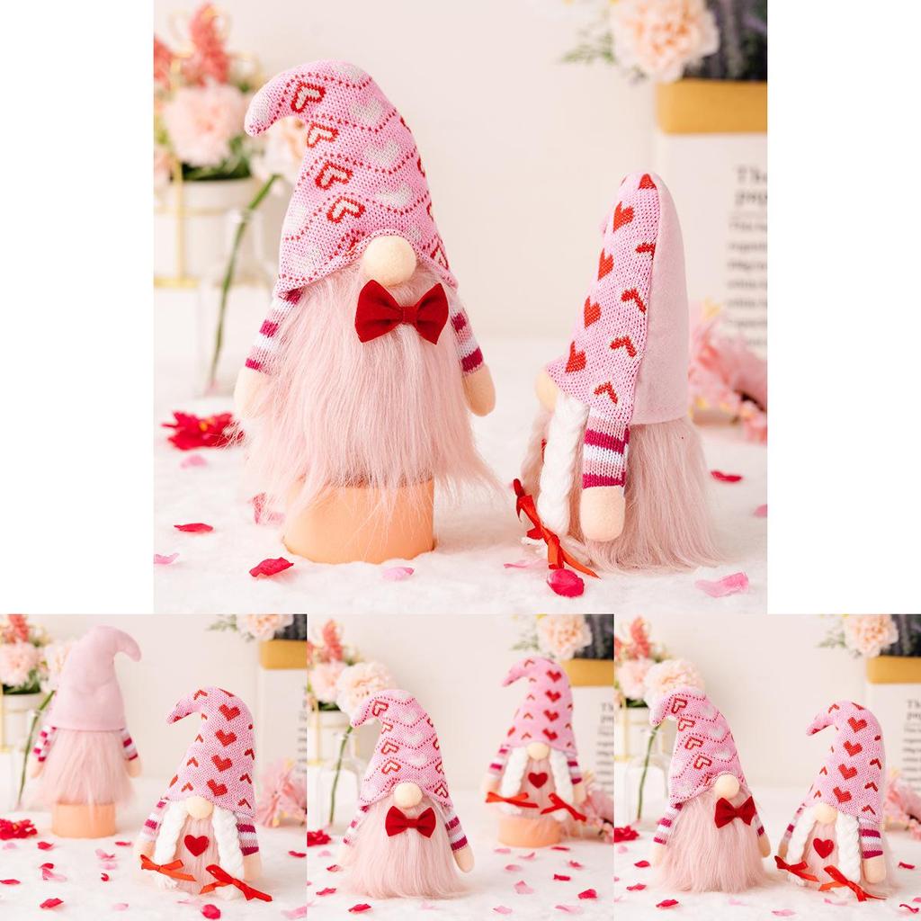 Adorable Pink Valentine's Day Figurines Cute Couple Decor Gifts For Love Celebration