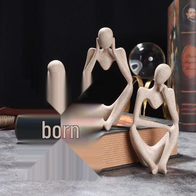 European Abstract Miniature Sandstone Thinker Figurine for Home Decor