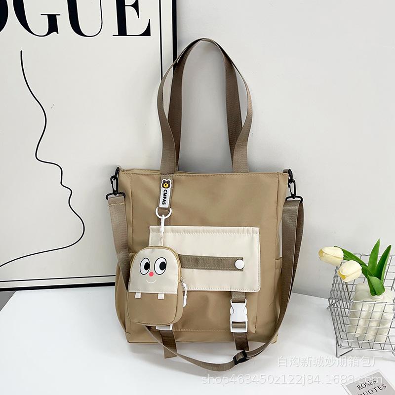 Canvas bag niche design student tote bag junior high school student tutoring class messenger bag large capacity women's shoulder bag