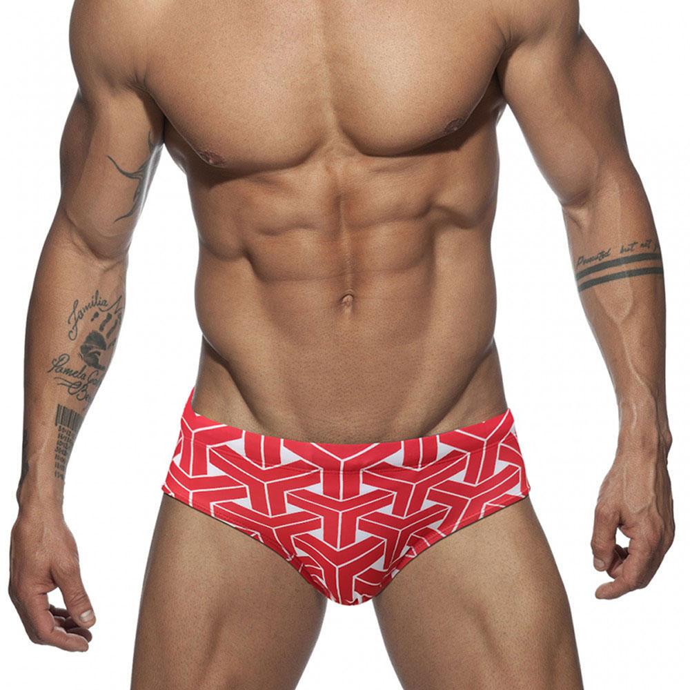 Men Swim Briefs Trunks Color Blocking Fashion Print Tight Fit Sexy Swimwear Beach Wear Tanning Surfing GYM