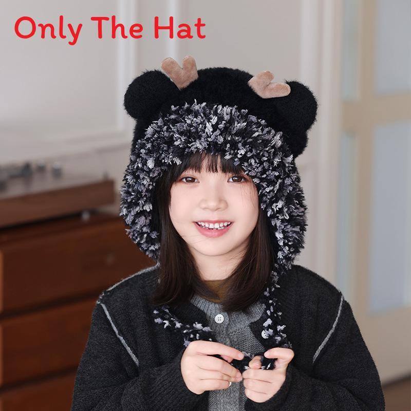 Kids Animal Character Knit Hat With Cozy Material And Function For Toddler Cold Weather чёрный