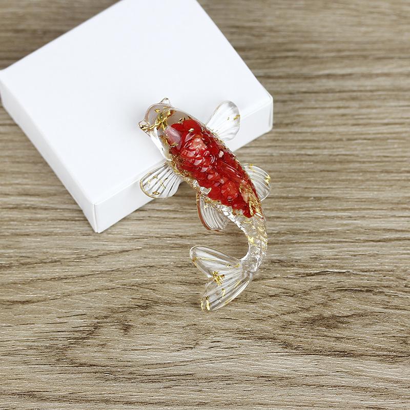 Fish Statue Natural Stone Healing Crystal Carved Animal Figurine Room Decor Reiki Mineral Gemstone Aquarium Decoration Gift