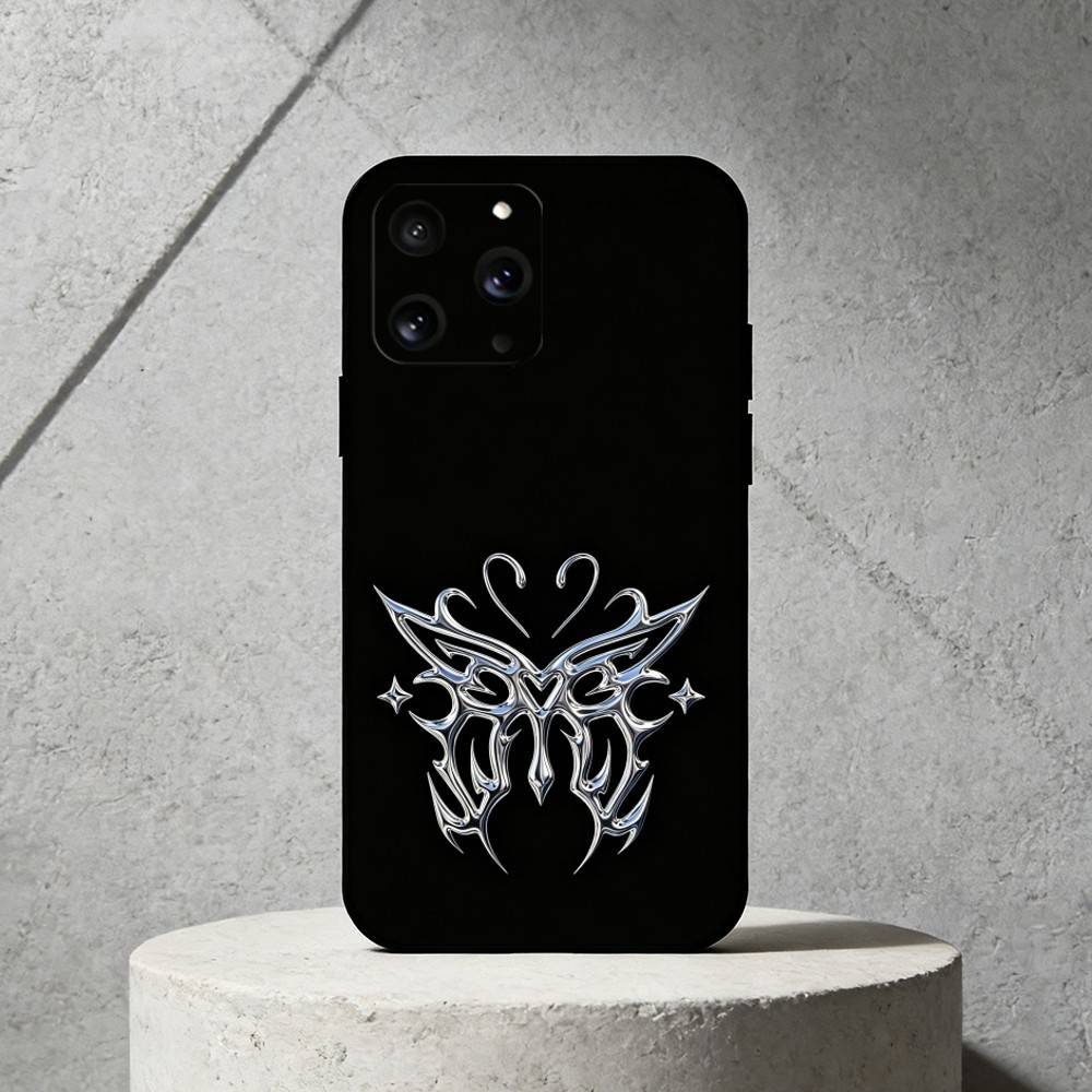 G-Gothic butterfly Phone Case For iPhone 17,16,15,14,13,12,11 Plus,Pro Max,SE4Soft Silicone Black Cover