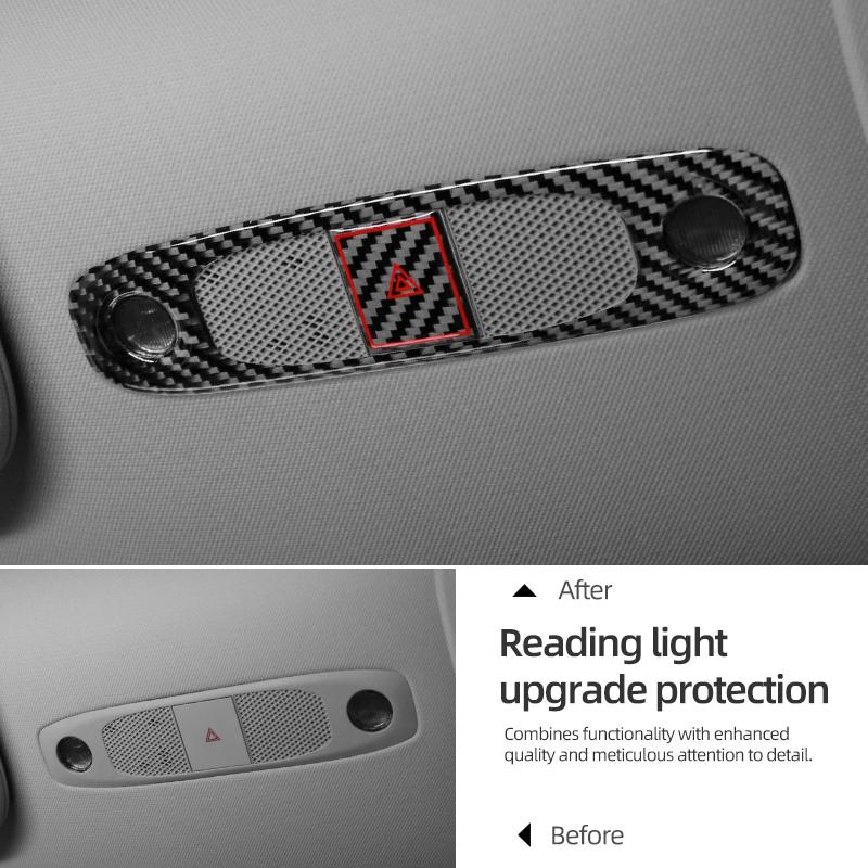 For Tesla Model 3 2019-2025 Model Y 2019-2025 Carbon Fiber Front Reading Light Panel Trim Sticker Car Interior Tuning Accessory