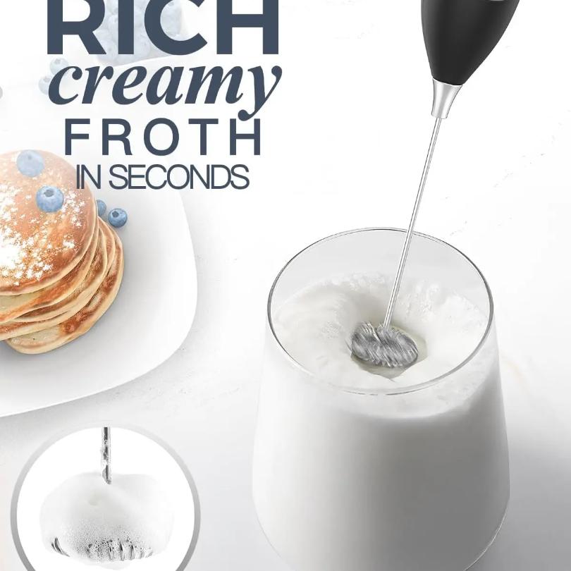 Batedor de Leite Manual Elétrico, Criador de Espuma, Batedor para Bebidas e Espumador para Café Latte Matcha Chocolate Quente