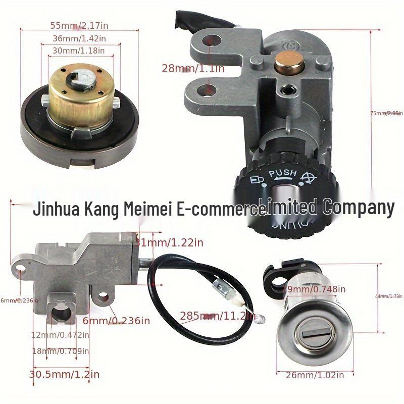 5-Pin GY6 50cc Ignition Switch & Fuel Cap Set for Scooter or Moped