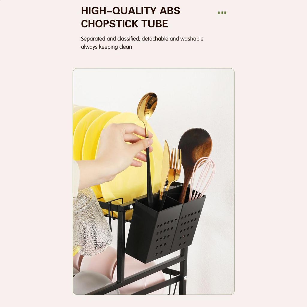 Dish Drying Rack For Kitchen Counter Space-Saving 2-Tier Dish Rack Pot Lid Drainer Organizer Stand Heavy Duty Utensil Holder For