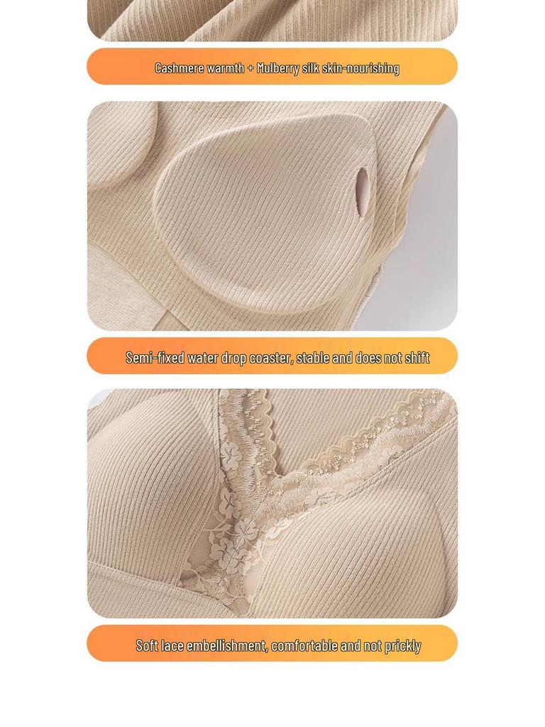 Women's Seamless Slimming Mulberry Silk-Cashmere Top with Breast Pads - Original 2025 Autumn/Winter Collection