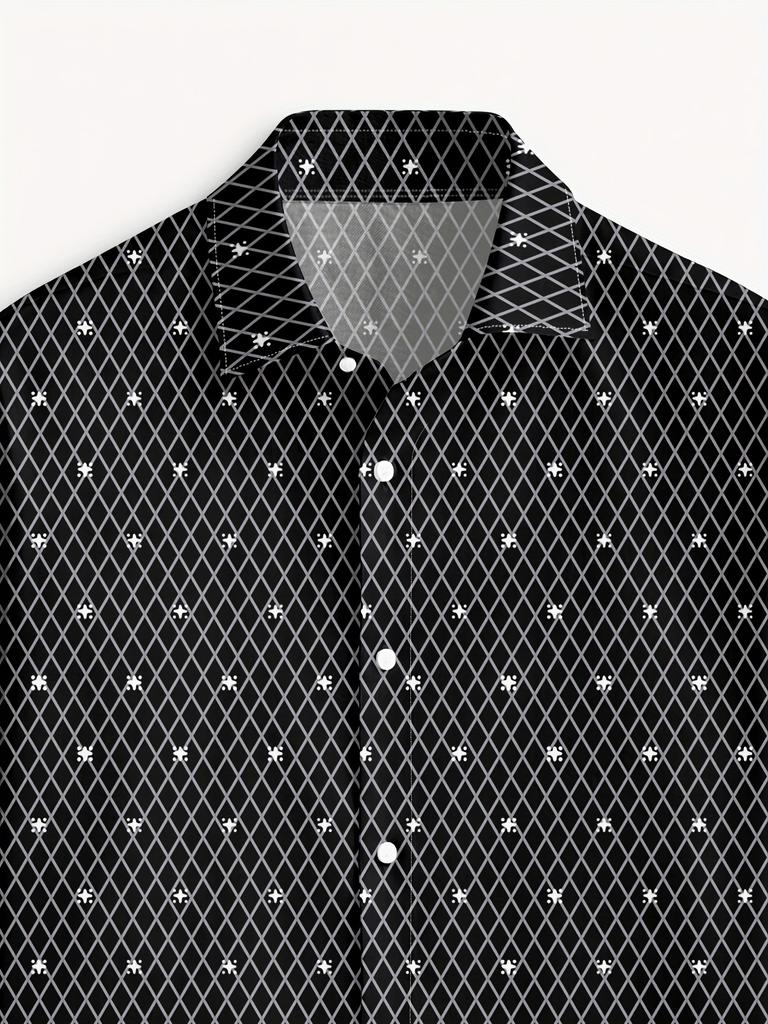 New Men'S Fashion Print Shirt with a Easy Pattern, Stylish Casual Long-Sleeve Button-Up Shirt Suitable